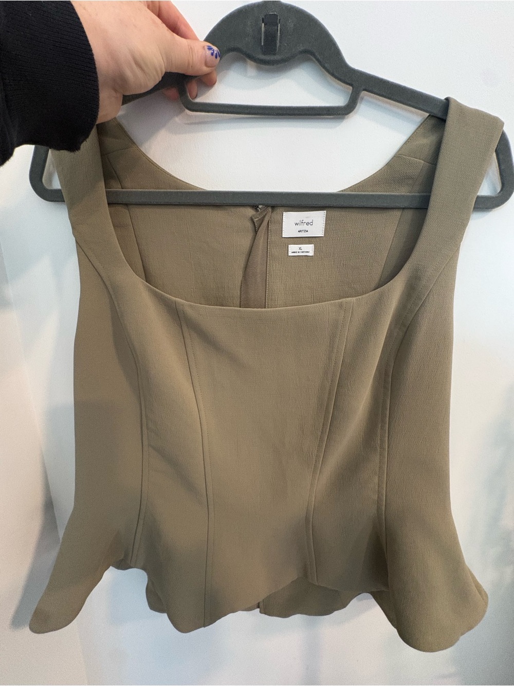Wilfred Crepe Bustier Top in Sundried Olive - Picture 4 of 5
